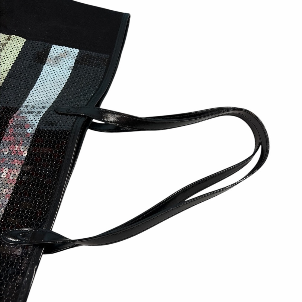 Victoria's Secret Large Tote Bag Weekender Black Sequined Reusable Bag - Picture 3 of 8